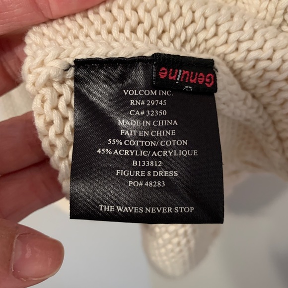 Volcom Beautiful, Never Worn Sweater Dress Cream - Picture 5 of 5